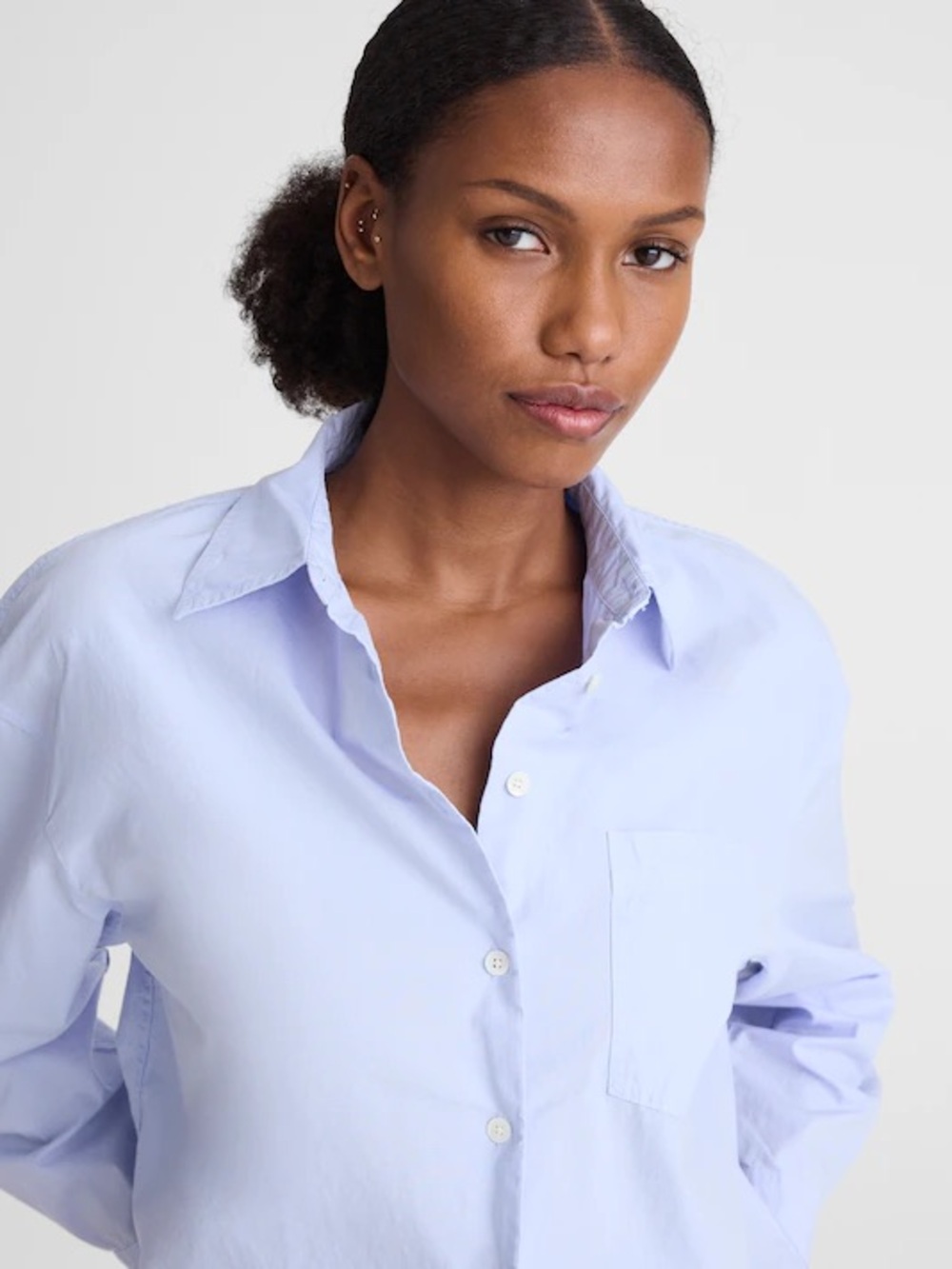 Madewell The Easy Shirt in Poplin in Light Blue M - Picture 5 of 9